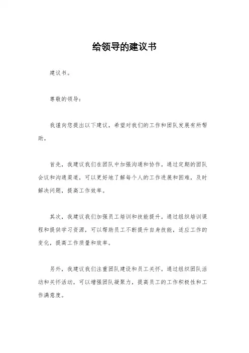 给领导的建议书