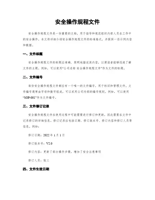 安全操作规程文件