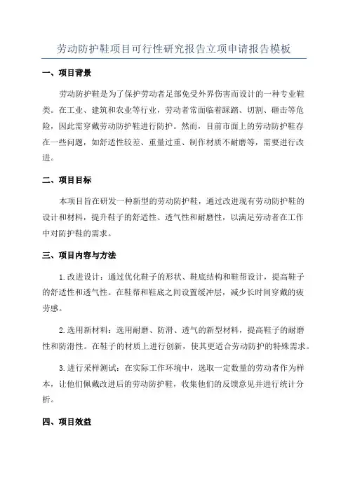 劳动防护鞋项目可行性研究报告立项申请报告模板