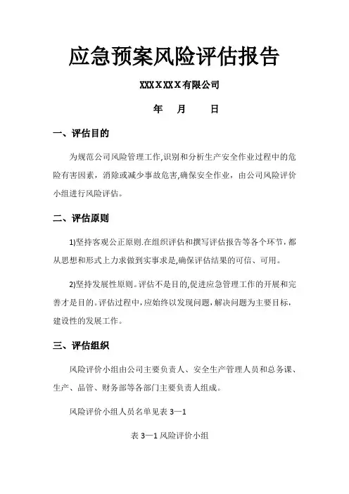 应急预案风险评估报告