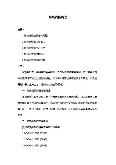 耐热钢板牌号