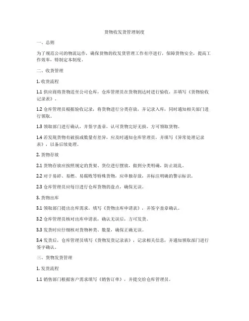 货物收发货管理制度