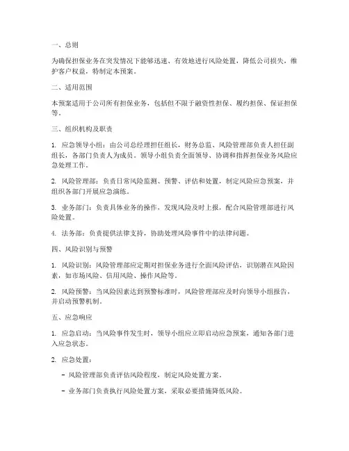 担保业务风险应急预案