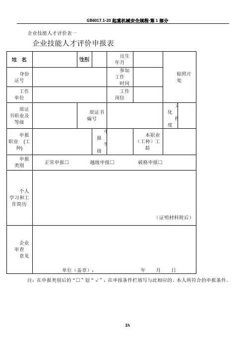 企业技能人才评价表(全套)