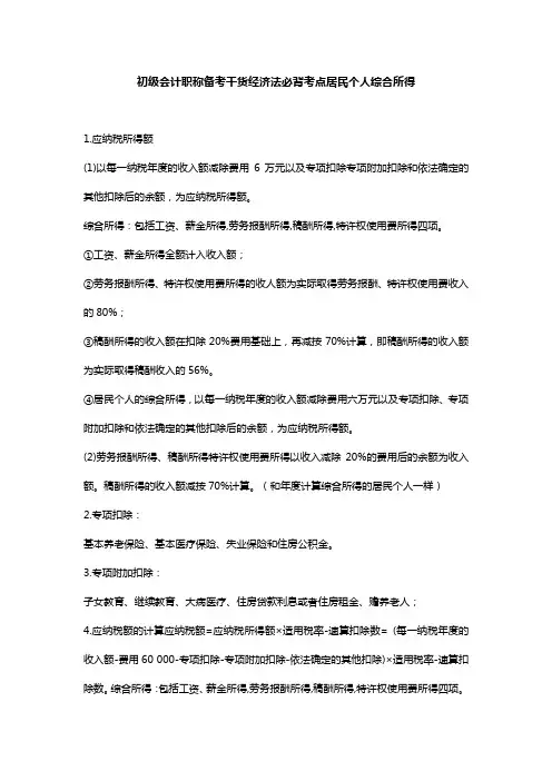 初级会计职称备考干货经济法必背考点居民个人综合所得