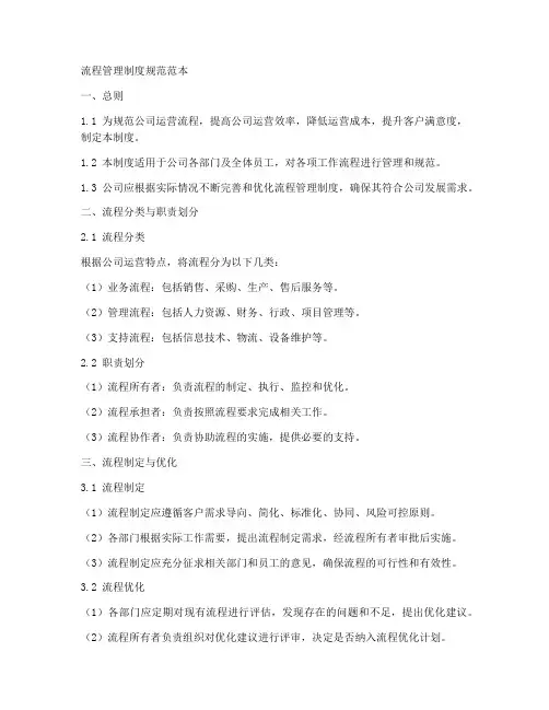 流程管理制度规范范本