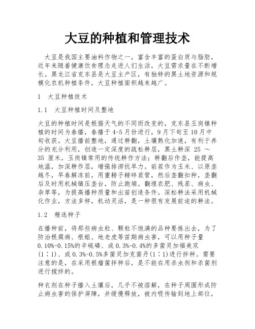 大豆的种植和管理技术