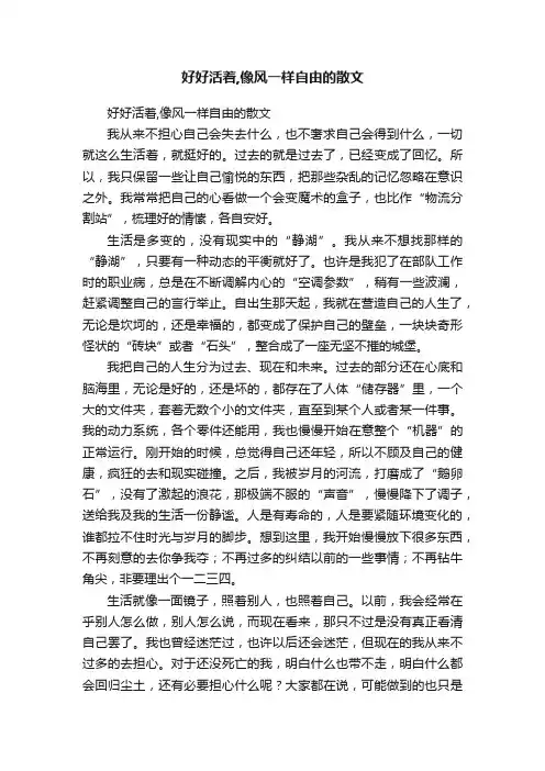 好好活着,像风一样自由的散文
