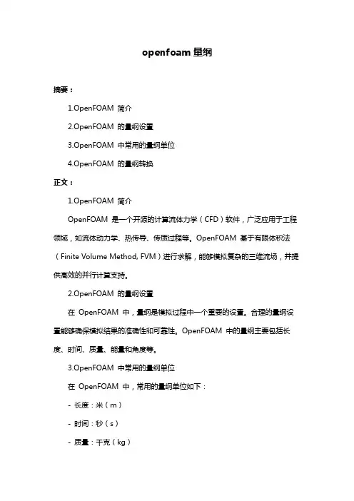 openfoam量纲