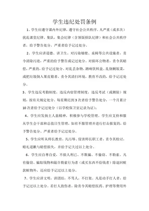 学生违纪处罚条例