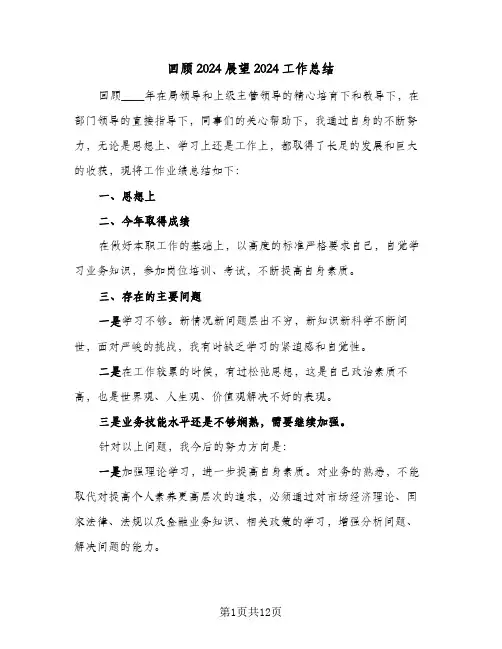 回顾2024展望2024工作总结（7篇）