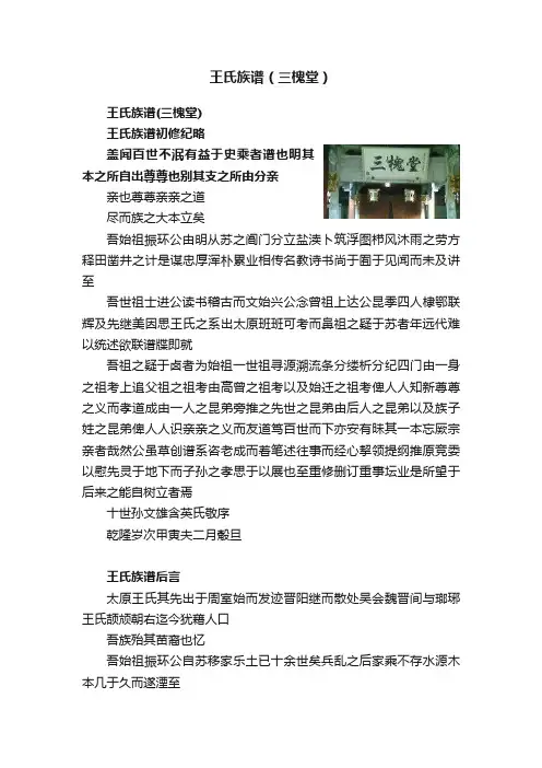王氏族谱（三槐堂）