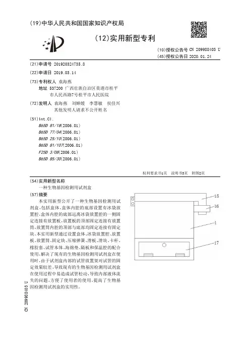 【CN209988403U】一种生物基因检测用试剂盒【专利】