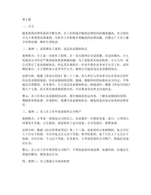 员工易触犯的法律案例(3篇)