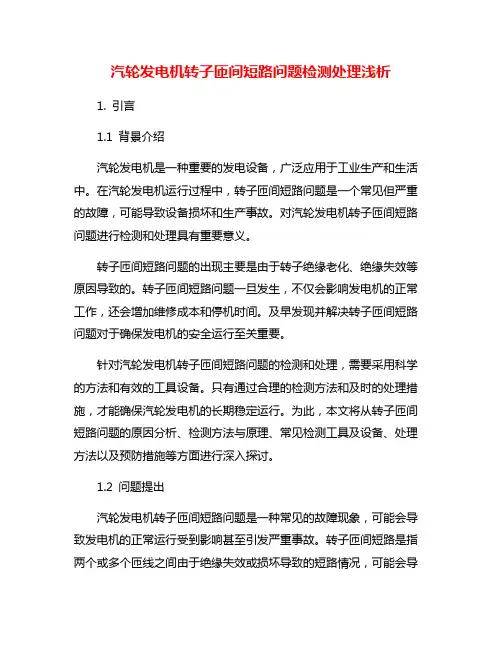 汽轮发电机转子匝间短路问题检测处理浅析