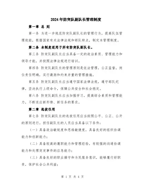 2024年防突队副队长管理制度