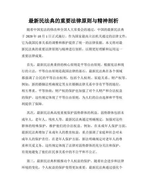 最新民法典的重要法律原则与精神剖析