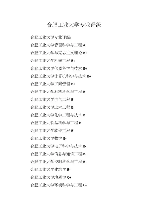 合肥工业大学专业评级