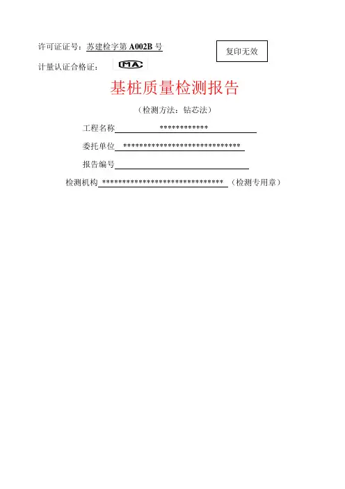 桩基取芯检测报告样板