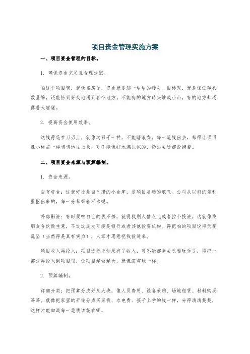 项目资金管理实施方案
