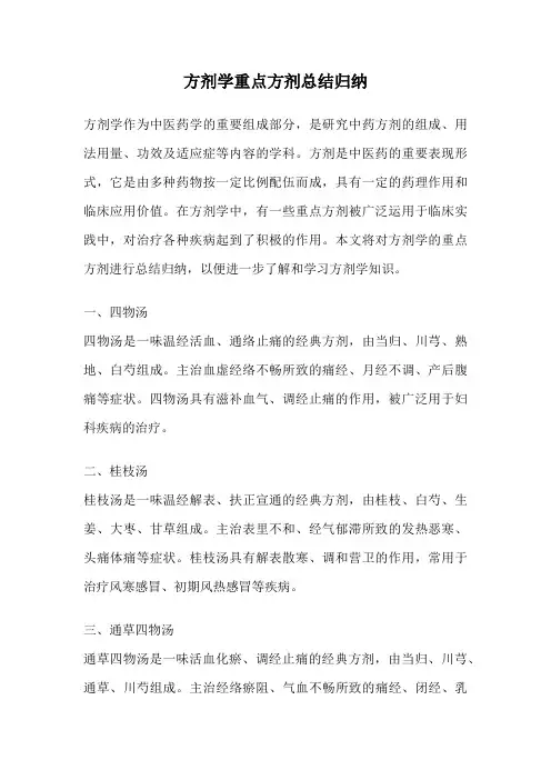 方剂学重点方剂总结归纳