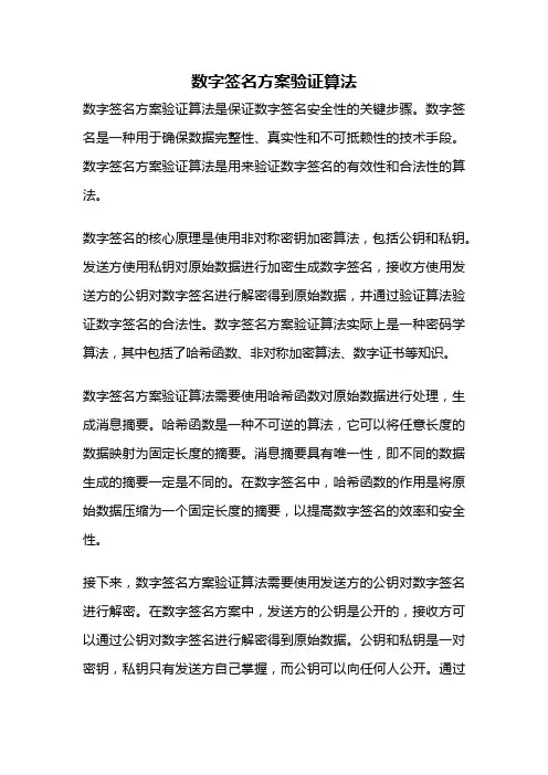 数字签名方案验证算法