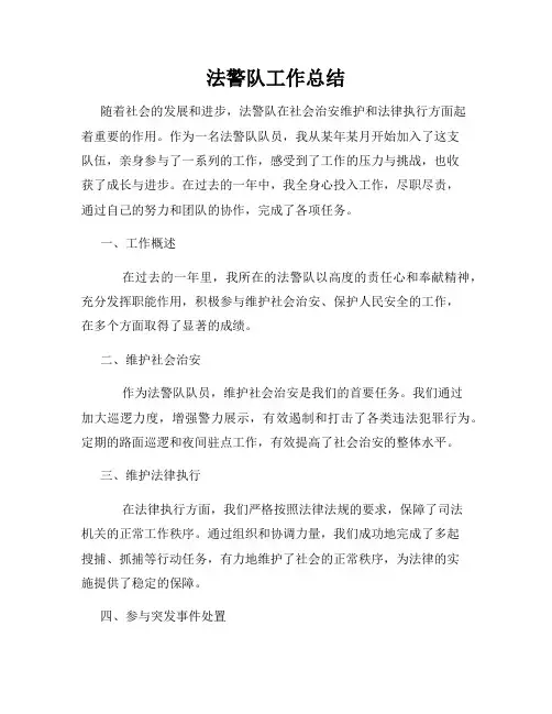 法警队工作总结
