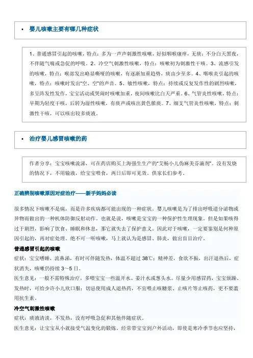 婴儿咳嗽主要有哪几种症状