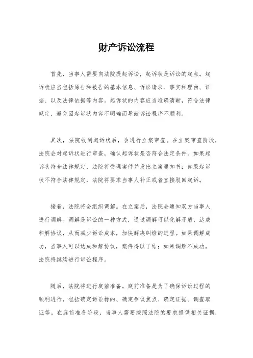 财产诉讼流程