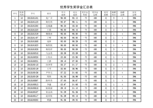 优秀学生奖学金统计报表