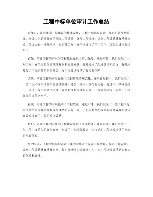 工程中标单位审计工作总结