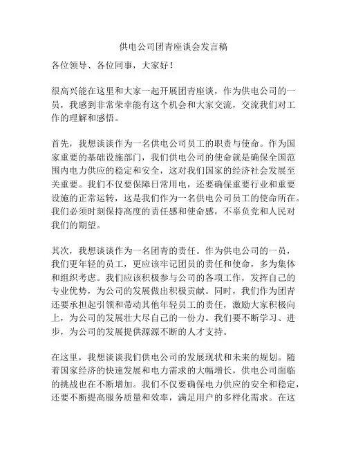 供电公司团青座谈会发言稿
