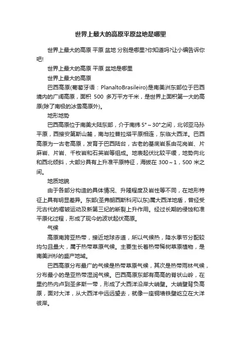 世界上最大的高原平原盆地是哪里