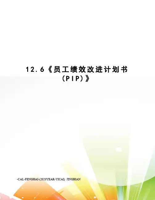 12.6《员工绩效改进计划书(PIP)》