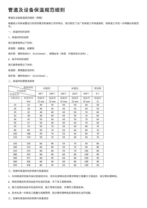 管道及设备保温规范细则