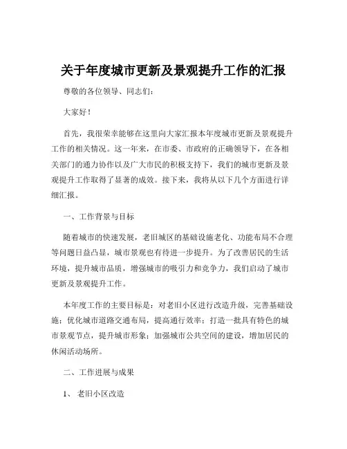 关于年度城市更新及景观提升工作的汇报