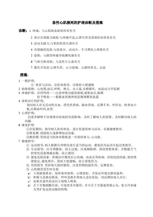 急性心肌梗死护理诊断【范本模板】