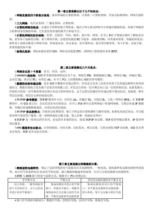 自考计算机网络原理复习提要资料