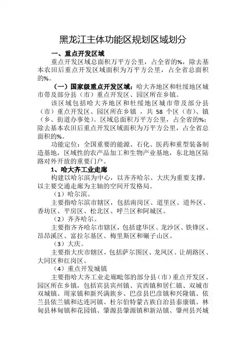 黑龙江主体功能区规划--区域划分