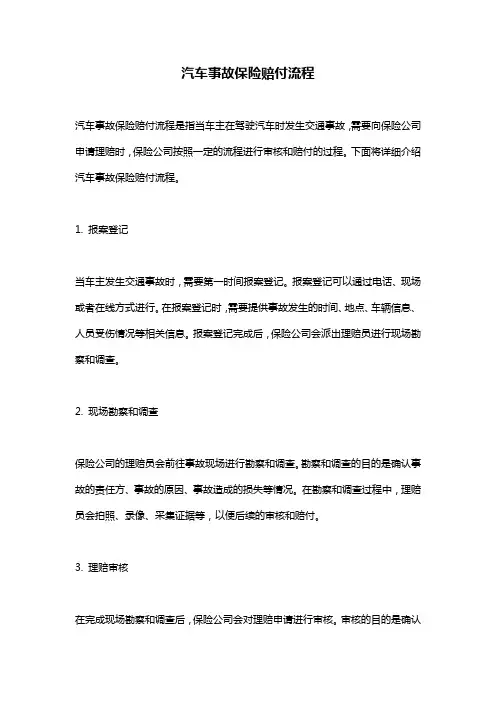 汽车事故保险赔付流程