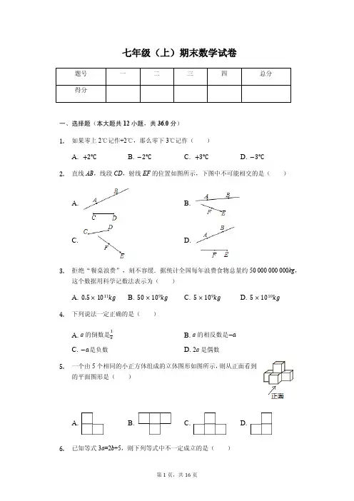 天津市七年级(上)期末数学试卷  