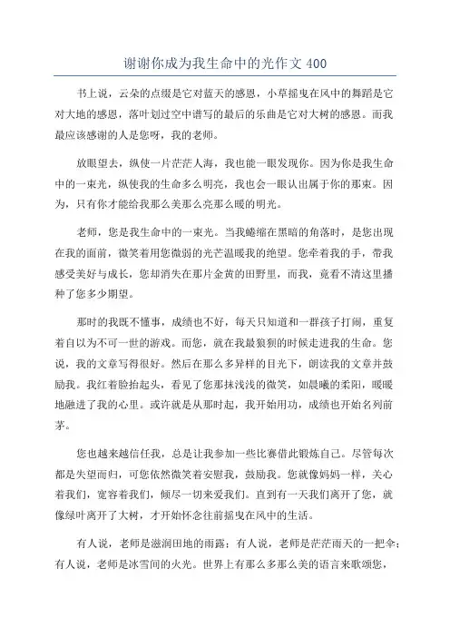 谢谢你成为我生命中的光作文400