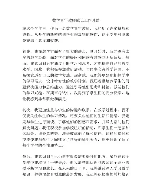 数学青年教师成长工作总结
