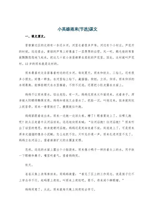 小英雄雨来(节选)课文