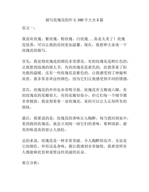 描写玫瑰花的作文300字大全8篇