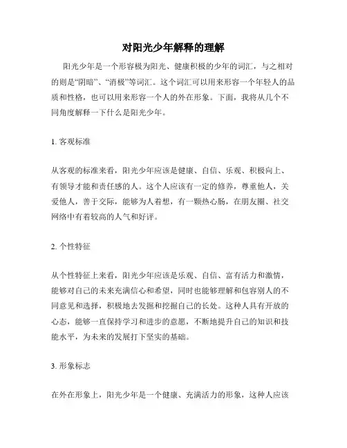 对阳光少年解释的理解