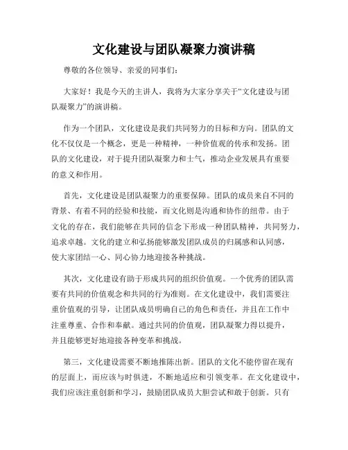 文化建设与团队凝聚力演讲稿