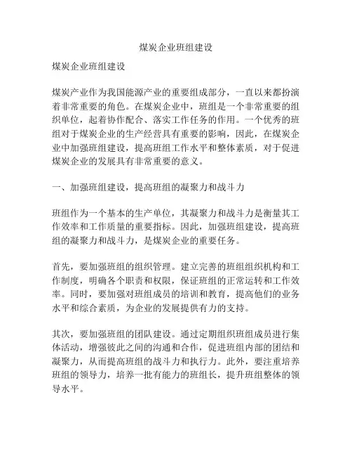 煤炭企业班组建设