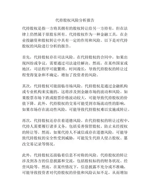 代持股权风险分析报告
