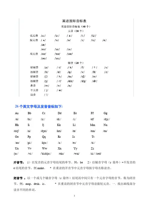音标及音标对应字母表(教材使用)